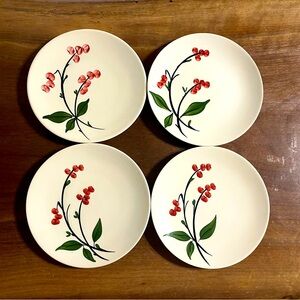 4 Vintage Hand Painted Blue Ridge Salad Plates 6 1/2" Bittersweet Pattern